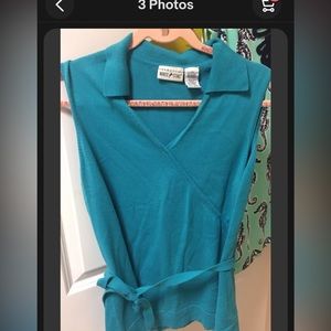 Teal blue sleeveless shirt top